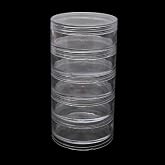 NUEAYMS 1 Set 5 Layer Cylinder Stackable Bead Containers Plastic Round Clear Storage Jar Box for Beads Buttons Crafts Small Item Jewelry Stand
