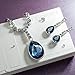 QIANSE Angle Tear Blue Pendant Necklace Dangle Earrings Swarovski Crystals Fashion Jewelry Set for Women, Christmas Gifts Birthday Gifts for Women Girlfriend Wife Mom Daughter Sister