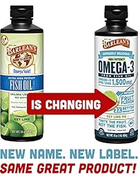Barlean Seriously Delicious Omega-3 Aceite de pescado de alta potencia, llavero de lima, 416 oz,...
