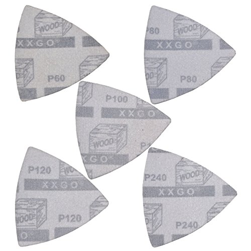 XXGO 102 Pcs 3-1/8 Inch Triangle 60 80 100 120 240 Grits Oscillating Multi Tool Sanding Pads Accessories Kits Compatible with Bosch,Dewalt,Dremel,Fein,Harbor Freight,Ridgid,Ryobi,Rockwell XG8020102