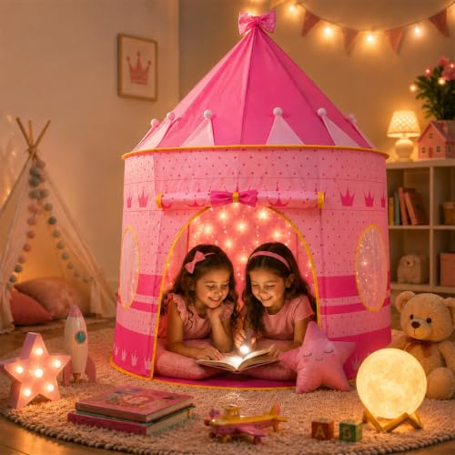 K-SELL IMPORTS, Barraca Infantil Cabana e Castelo da Princesa Rosa | Dobrável, Para Menina, Tenda Cabaninha