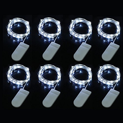 AlleTechPlus 8 PCS 20 LED Fairy Lights, 7.2ft Valentines LED String Lights, Waterproof DIY Romantic Mood Lights for Home, Wedding, Bedroom, Party & Holiday Decoration (White)