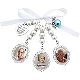 MXXGMYJ Bridal Wedding Bouquet Photo Charm Memory Gifts 1 2 3 Picture Charm Ribbon Bow for Bouquets Accessories for Wedding Day