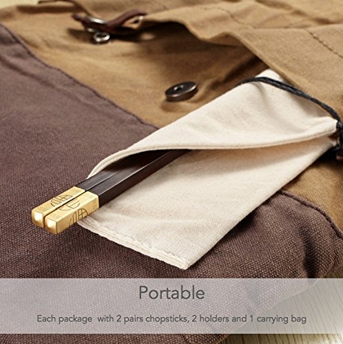 image for Zomchain FU Chinese Chopsticks Reusable With Rest and Bag Gift Sets 2 