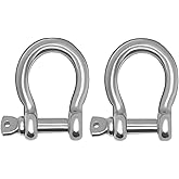 2 Pcs 1/2 Inch Screw Pin Anchor Shackle, MYYZMY 304 Stainless Steel Shackles for Chains Wirerope, 12 mm
