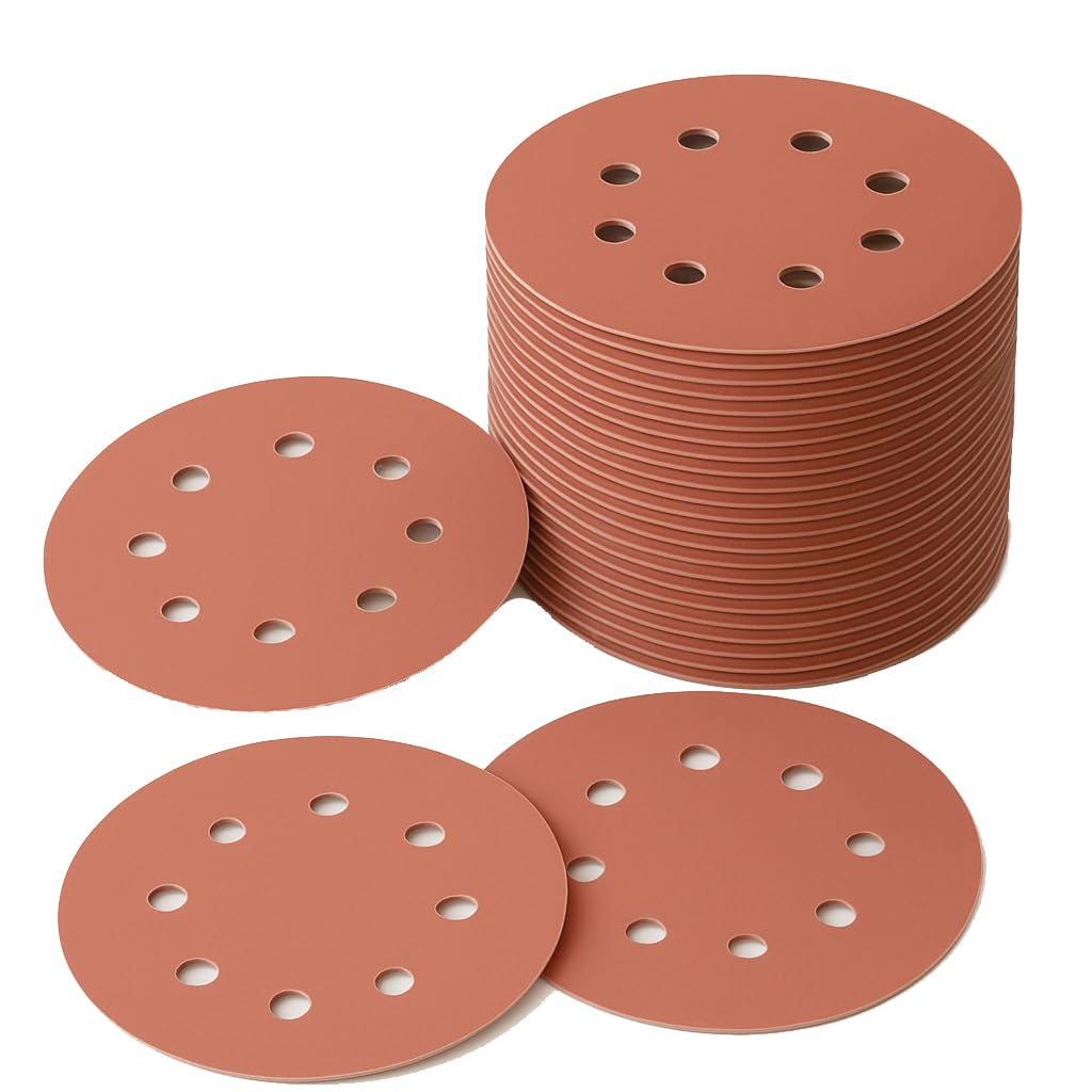 LESNIC 60 Grit Sanding Discs 50 pcs, 125mm Sanding Sheets 5in 8 Holes Pads Hook and Loop for Orbit Orbital Sander and All Oscillating Tools — image 1