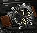 Tonnier Genuine Leather Brown Band Analog Digital LED Dual Time Display Alloy Matte Watchcase Mens Watch
