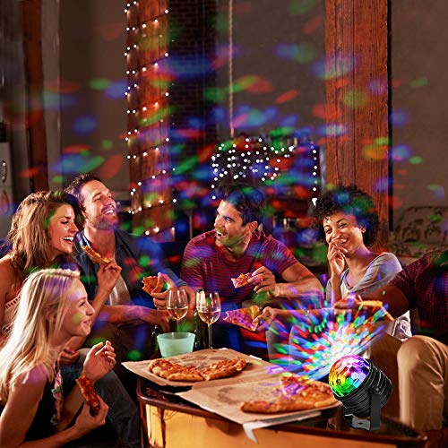 Disco Lights Party Lights,SOLMORE LED Disco Ball Night Lamp Disco Ball Light DJ Light 3W RGB Projection Night Light Sound Activated Strobe Light with Remote for KTV Birthday Kids Dance Bedroom