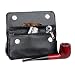 Genuine Leather Smoking Tobacco Pipe Pouch Case Bag for 2 Pipes Tamper Filter Tool Cleaner Preserve Freshness (Black) primary