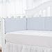 TILLYOU Baby Crib Bumper Pads for Standard Crib Slats Breathable Machine Washable Padded Crib Liner 100% Premium Woven Cotton 4-Piece Safe Bumper Guards Crib Padding, Gray Zigzag Chevron