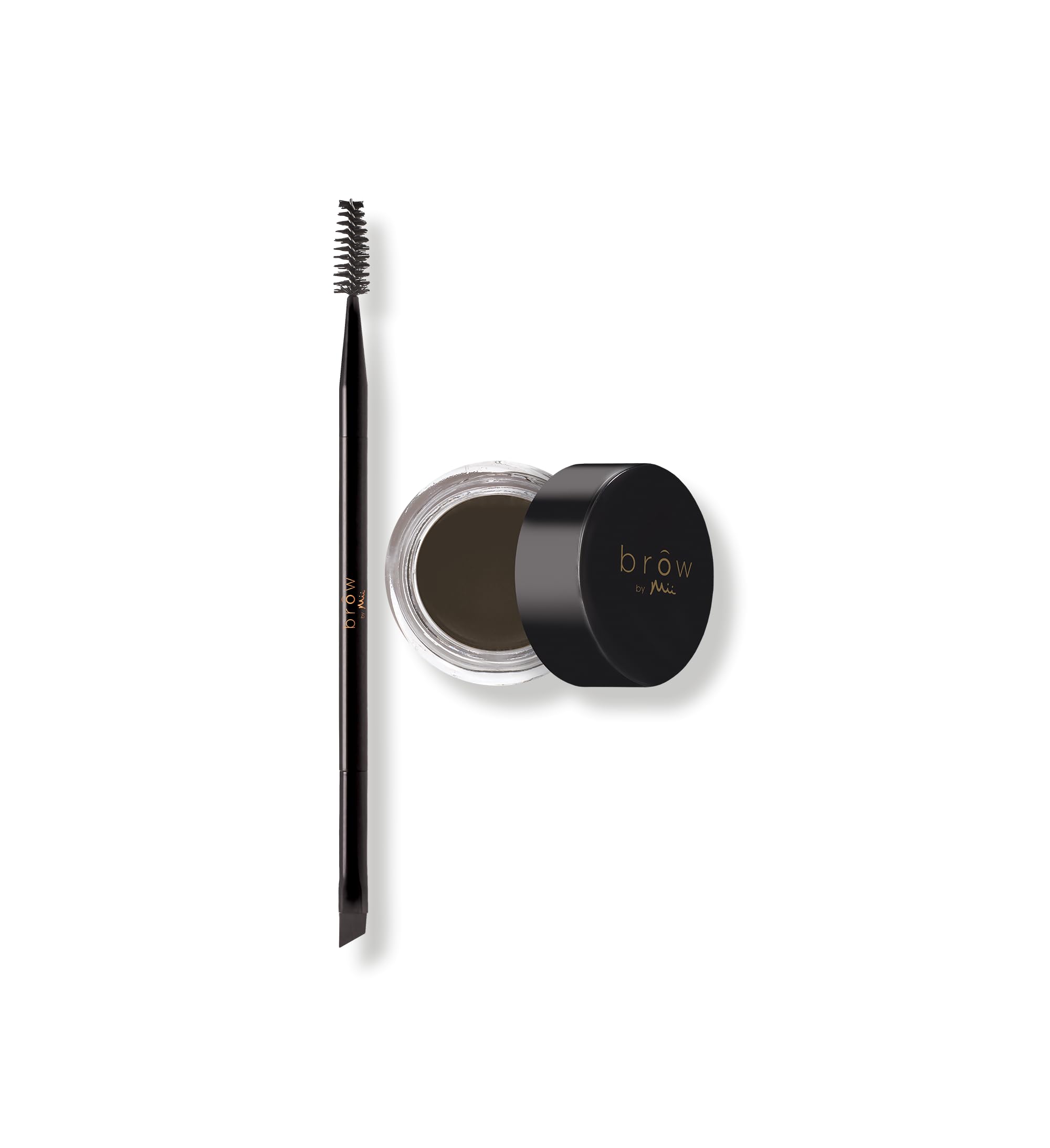 Mii Cosmetics Brow | Designer Brow Duo Brow Master Brush & Eyebrow Pomade | Highly Pigmented Colours, Shape & Shade | Dark