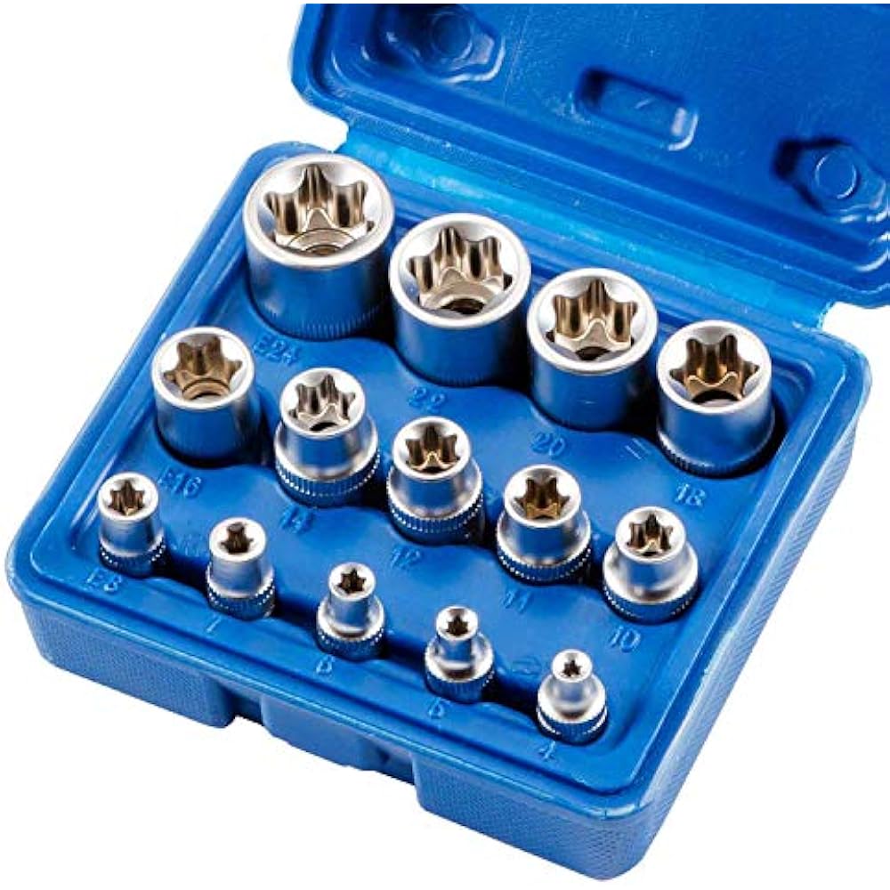 14pcs Female E Torx Socket Set 3 8 1 2 1 4 Drive E4 E20 External