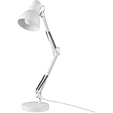 Globe Electric 52024 28" Swing Arm Architect Desk Lamp, Matte White, Rotary Switch on Shade, Partially Adjustable Arm, Modern