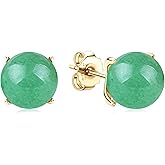 Jade Stud Earrings for Women, Natural Green Small Jade Sterling Silver Hypoallergenic Earrings Lucky Jewelry Gift for Graduation Birthday Anniversary Holidays