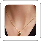Vacaonio Minimalist Gold Lock Choker Necklace Key Pidlock Pendant Necklace Choker Tiny Lock Chain Necklace Small Polished Lock Collar Necklace Jewelry for Women