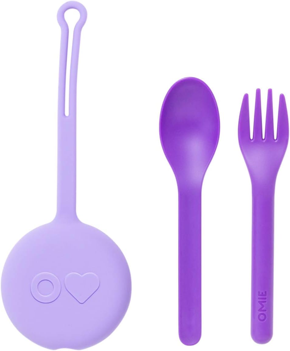 OmieBox Kids Utensils Set with Case 2 Piece Plastic, Reusable Fork