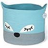 Woven Baby Basket for Nursery - Cute Blue Fox Baby Laundry Basket for Blankets, Stuffed Animal Toy Basket Storage with… 51tIOmTIqaL