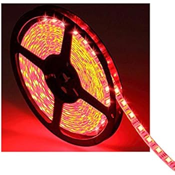 Water-Resistance IP65, 12V Waterproof Flexible LED Strip Light, 16.4ft/5m Cuttable LED Light Strips, 300 Units 3528 LEDs Lighting String, LED Tape(Red) Power Adapter not Included