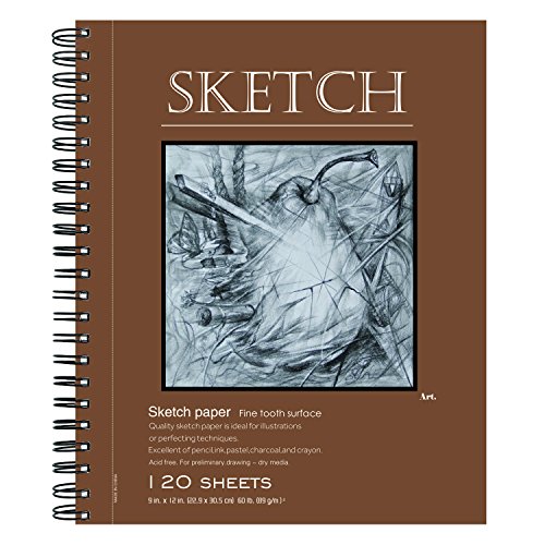 Sketch Pad with Side Bound Spiral 9x12 Inches 120 Sheets Sketch Book for Drawing