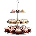 VonShef 3 Tier Cake Serving Stand Tray To Display Cakes, Cupcakes, Cookies, Tapas, Buffets, Perfect For Christmas Party Wedding Food Displays, Stainless Steel, 15 Inches Tall