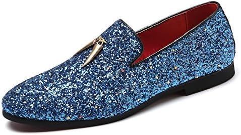 Mens Smoking Slipper Party Fringe Glitter Dress Shoes Non-Slip Loafers Shoes