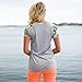 HighpotSummer Women Gray Floral Shoulder Prints Short Sleeve T-shirt Casual Top