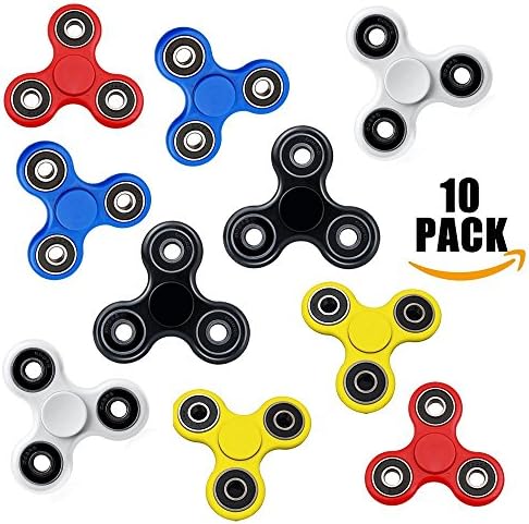 StarForest 10 Pack Multicolored Tri-Spinner Fidget Toy for Kids &amp; Adults - Best Stress Reducer and Try to Focus