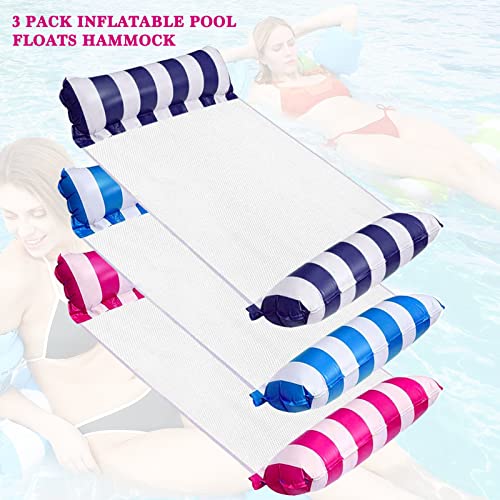 FUNNYTA 3 Pack Water Hammock, 4-in-1 Multi-Portable Water Pool Float Hammock (Saddle, Lounge Chair, Hammock and Drifter) for Adults, Suitable for Travel, Family and Recreation
