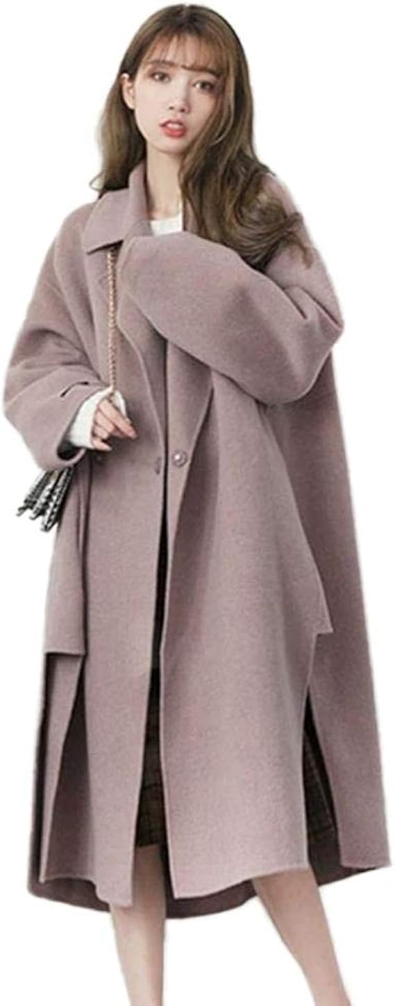 Amazon Lauan ロング コート レディース スリット ゆったり 体型カバー 着やせ ドロップショルダー オーバーコート ラシャ マキシ丈 アウター 暖かい 秋冬 無地 長袖 チェスターコート 通学 通勤 デート お出掛け コート ジャケット 通販
