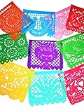 Muunek Large Plastic Papel Picado Banner Mexico Querido 10 Panels 18ft. Long Mexican Fiesta Party Decoration