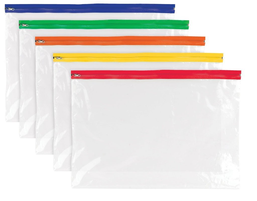 Tiger clear multi purpose zip lock zippy bag A3 size - single bag - assorted colours