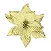 12Pcs 5 Inch Glitter Artificial Poinsettia Flowers with Ties for Wedding Christmas Festival Holiday Decor Xmas Wreath Garland Ornament Gold