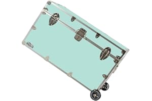 C&N Footlockers - XL Graduate Storage Trunk w/Wheels - Made in the USA - STEEL Footlocker for College Dorm Room & Summer Camp - 32 x 18 x 18.5 Inches (Mint)