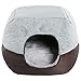 Hollypet Coral Velvet Self-Warming 2 in 1 Foldable Cave House Shape Nest Pet Sleeping Bed, Gray