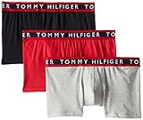 Tommy Hilfiger Men's 3-Pack Cotton Stretch Trunk, Black/Grey/Red, X-Large/40-42