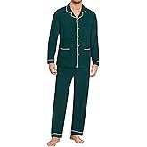 SWOMOG Men Pajamas Sets Long Sleeve Modal Sleepwear Two-Piece Soft PJs Sets Loungewear with Long Pants