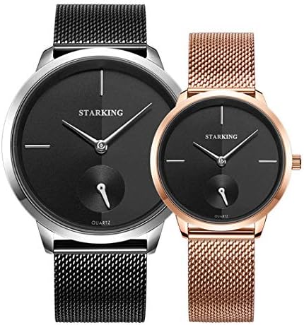 STARKING Women's Minimalist BML0997 Rose Gold Watch Analog Quartz Stainless Steel Mesh Couple Watches