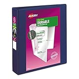 Avery 17024 Durable View Binder w/Slant Rings, 11 x 8 1/2, 1 1/2" Cap, Blue
