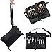 BestFire Professional Makeup Brush Bag Case Portable 22 Pockets Cosmetic Brush Holder Organizer with Artist Belt Strap PU Leather(Brushes Not Included)