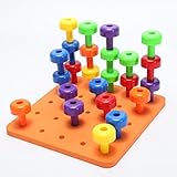 Putars Cute 30PCS Peg Board Set Montessori Therapy Fine Motor Toy for Toddlers Pegboard