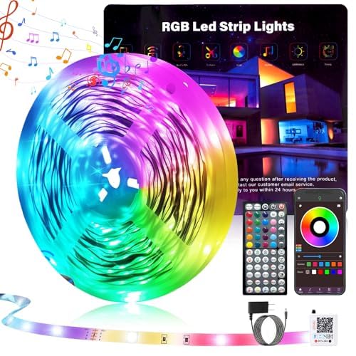 Photo 1 of 100FT Led Lights for Bedroom, Color Changing RGB Led Strip Lights Indoor, Music Sync Led Light Strip with Remote and App Control, DIY Led lights for Room Home Decor Ambient Lighting (1*100FT)