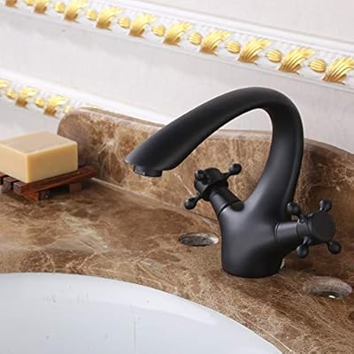 Zxk Ceramic Double Handle Double Open Black Kitchen Hot And Cold