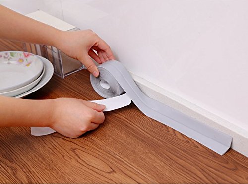 Lautechco 3.2M Kitchen Corner Line Waterproof Tape Affixed To Corner Mildew Moisture Mold Seams Protector Bumper Strip Waterproof (Gray)