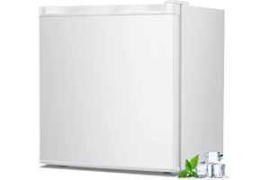 LHRIVER 1.1 Cu.ft Small Upright Freezer, Compact Mini Freezer with Removable Shelves, Adjustable Thermostat, Reversible Door Hinge, Quiet for Home/Office/Kitchen/Dorm, White