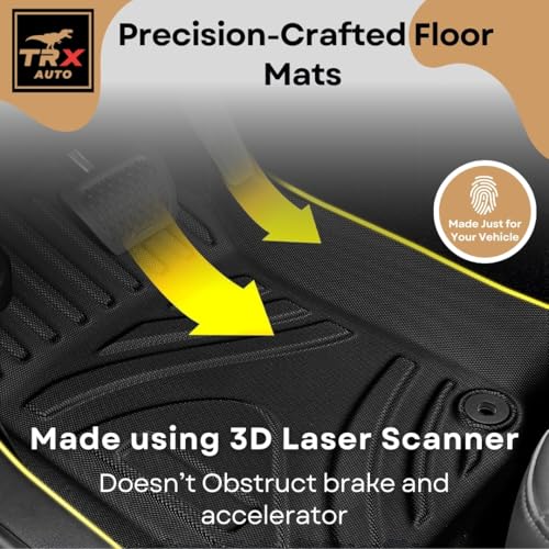 TRX AUTO 3D Car Floor Mats For Jetour T2 2024 2023 2025 Set Of 4 With Trunk Mat | All Weather Protection | Black TPE Car Floor Mats | Accessories For Jetour T2 2024 |