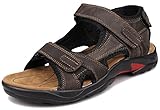 Kunsto Men's Leather Athletic Sport Sandal Flats Shoes