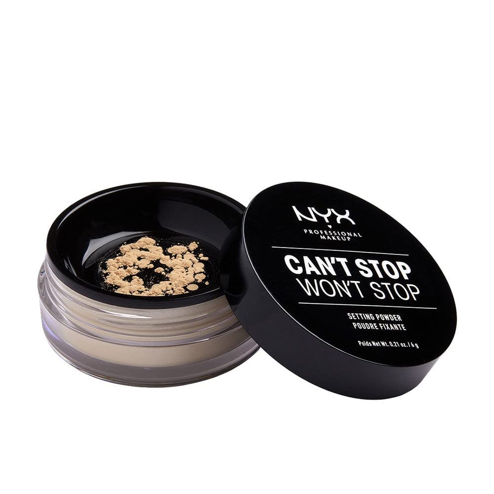 NYX Professional Makeup Can't Stop Won't Stop Setting Powder, Loose Format, Matte Finish, Oil Absorbing, Vegan Formula, Shade: Light Medium