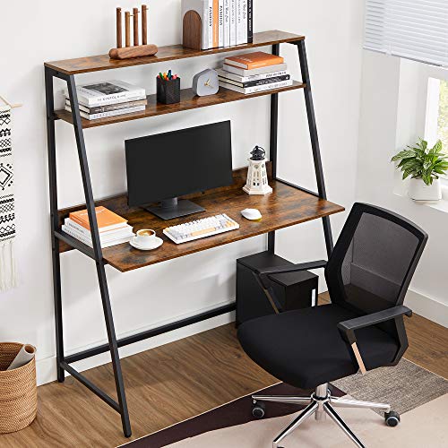 VASAGLE Computer Desk, Bookshelf, Writing Study Desk With Shelves