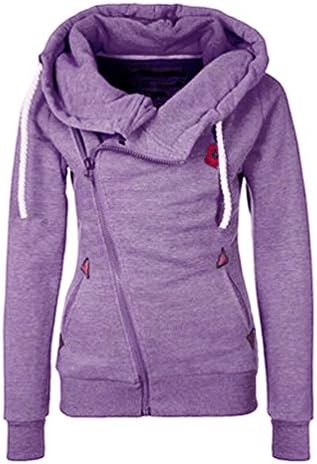 DAYSOFT Women Full Slide Zip Up Fleece Hoodie, Fashion Sweater/Sweatshirt Jacket (L, Light Purple)