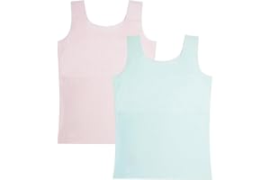 FEOYA Teen Girls Camisole Training Cotton Bra Round Neck Tank Top with Shelf Bra 2/3 Pack